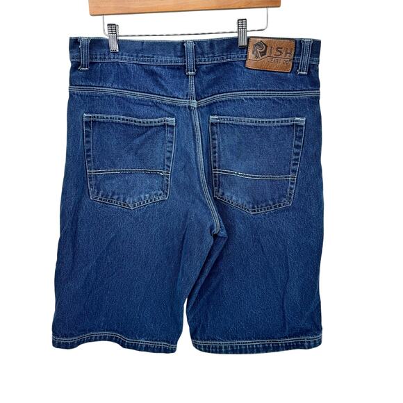 Risk Jeans Co Shorts Mens 38 (38x14 ACTUAL) Blue Denim Faded Wash Vintage Y2K - Picture 3 of 8